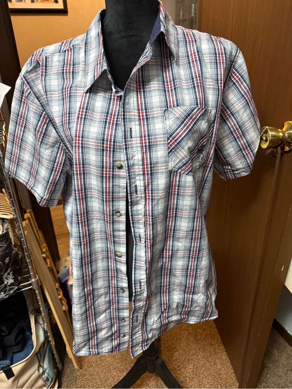 Legendary Whitetails Short-Sleeve Plaid Button-Down in Blue, Red & White